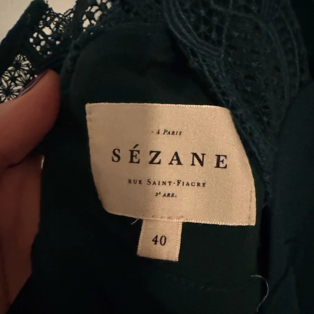 Sezane Deep Teal Lace-Trim Mini Dress - Picture 3 of 4